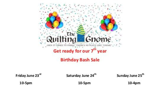 The Quilting Gnome's Annual Birthday Sale!