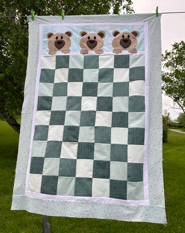 Checking In Bear Baby Quilt Kit - The Quilting Gnome