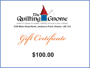 Gift Certificate $100.00 - The Quilting Gnome