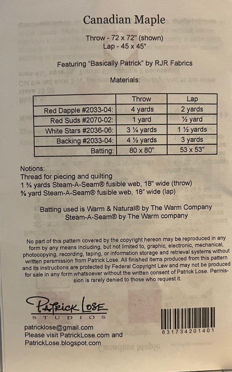 Canadian Maple Pattern – The Quilting Gnome